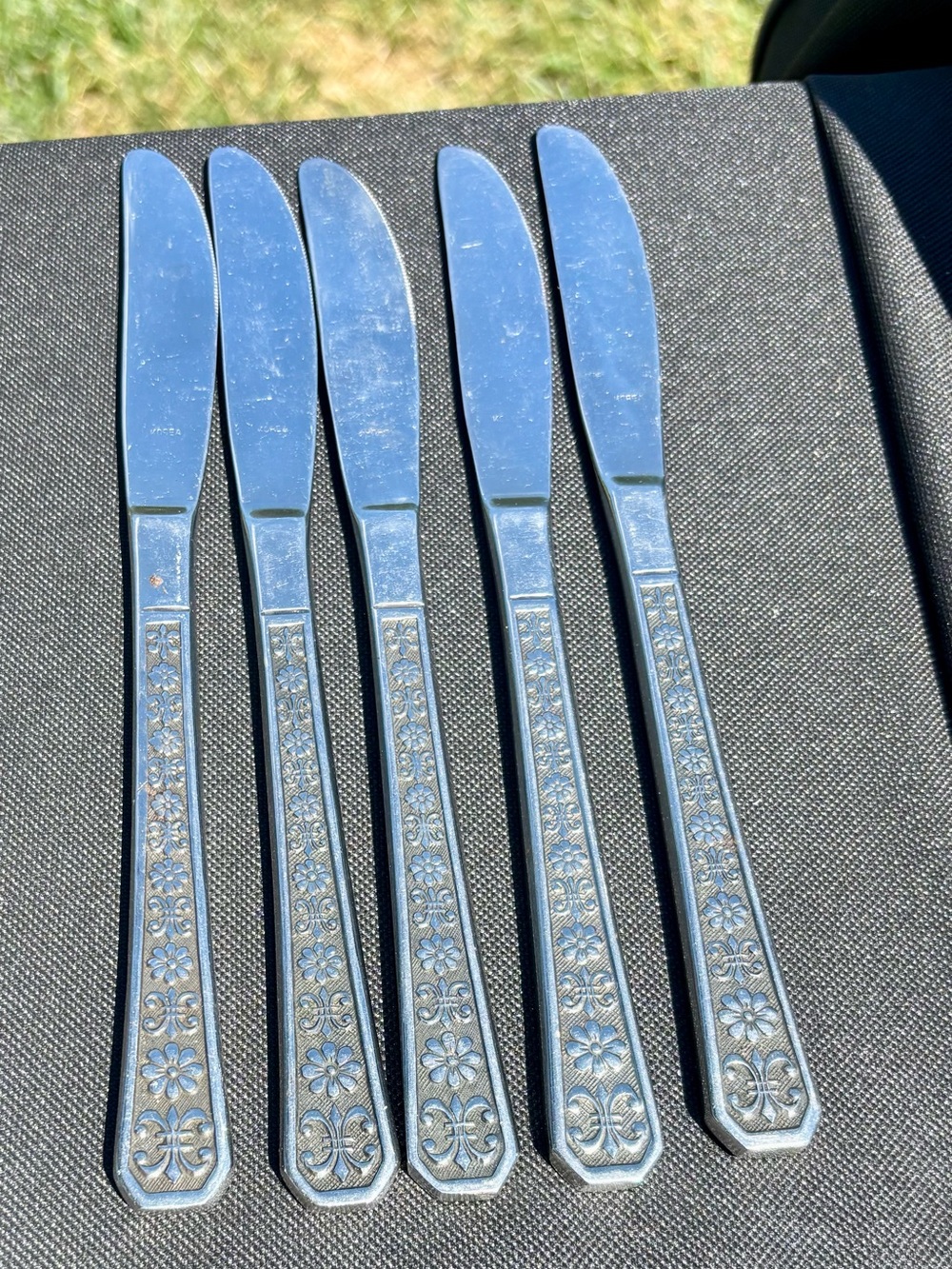 Interpur Florenz 4 Petal Dinner Knives Set of 5 Stainless Flatware Korea